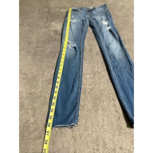 Hollister Low Rise Super Skinny Distressed Stretch Blue Jeans 00R W23 L30 (F4) - Picture 4 of 8